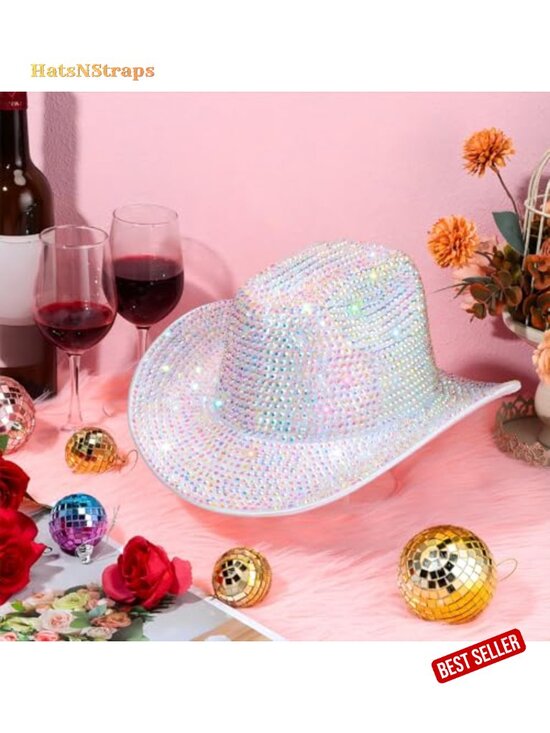 Rhinestone Cowboy Hat with Diamond Fringe for Cosplay Wedding, One Size main image 6
